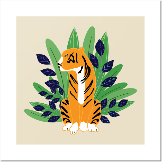 Tiger amoung leaves Wall Art by grafart